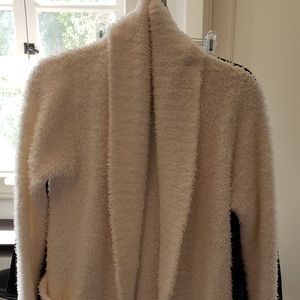 Fuzzy, warm, light weight cream/white cardigan